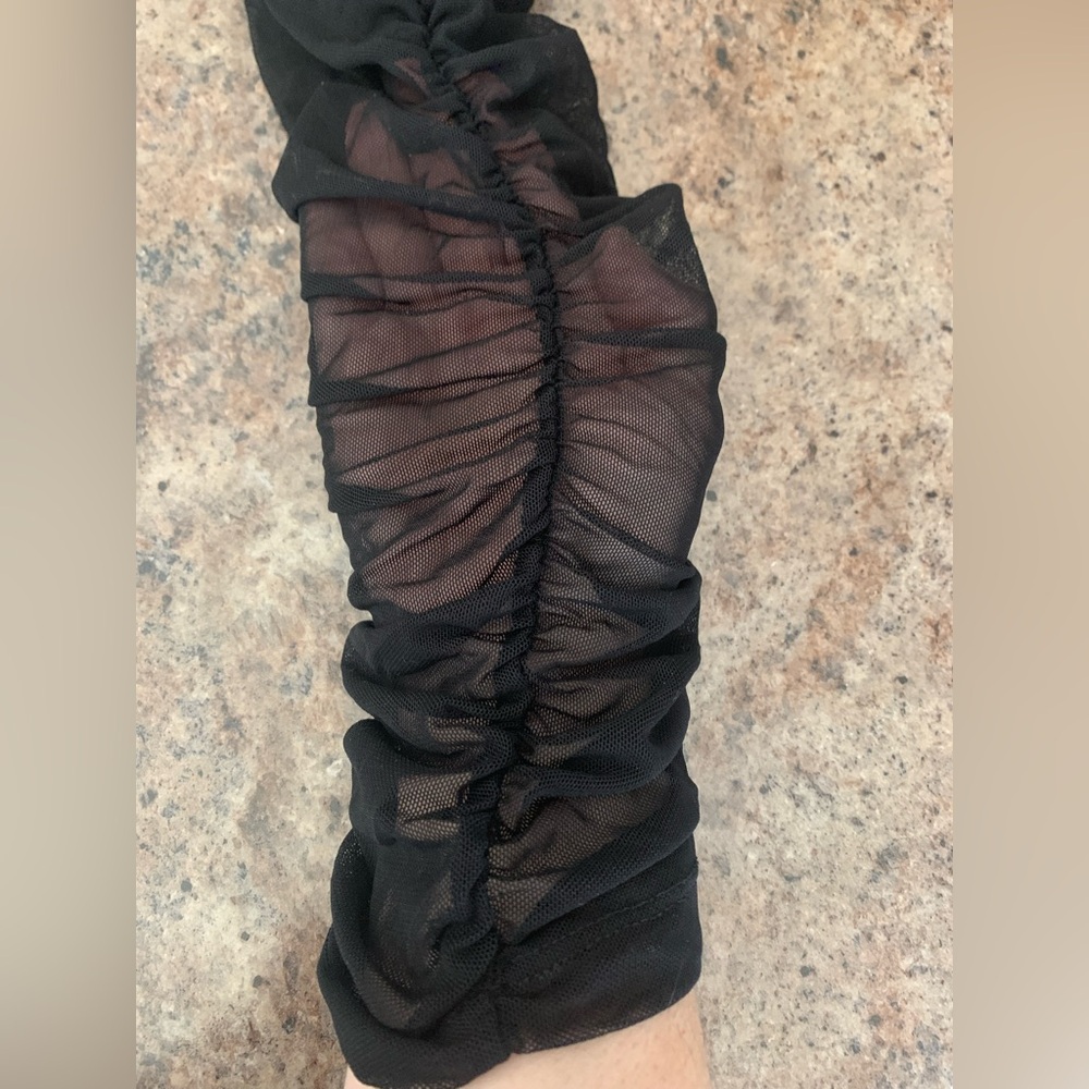 Torrid Black Sheer Ruched Mesh Leggings Plus Size 1X Open Leg Tights - Picture 10 of 16